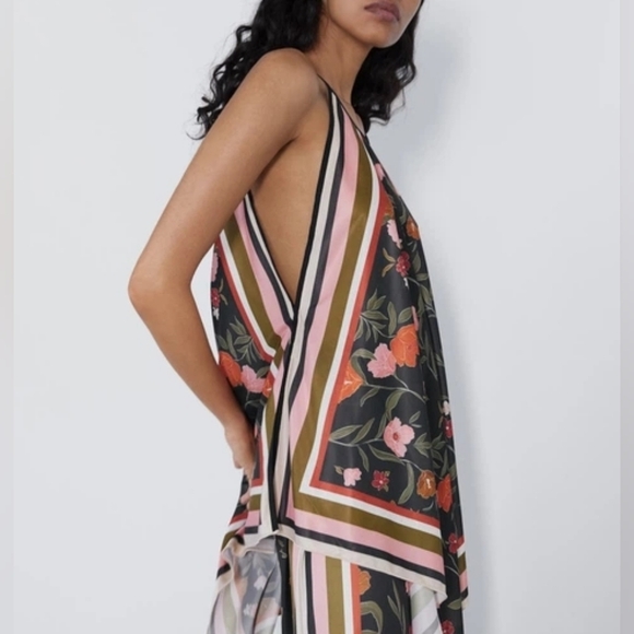 Zara Cottagecore Tank Top Zara Coastal Grandma Floral Asymmetrical Hem Top Small - Picture 12 of 14